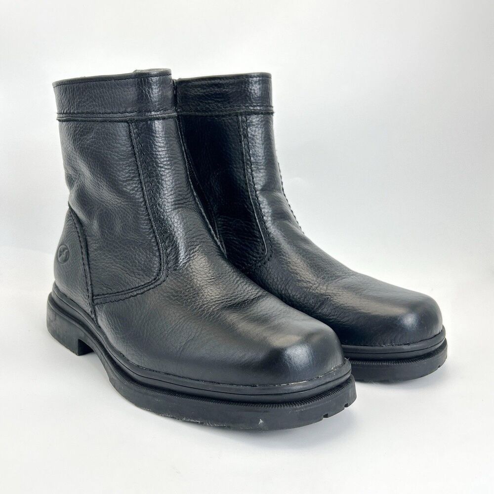 Florsheim Boots Mens Size 10 M Black Leather Side Zip Shearling Lined 18598-001
